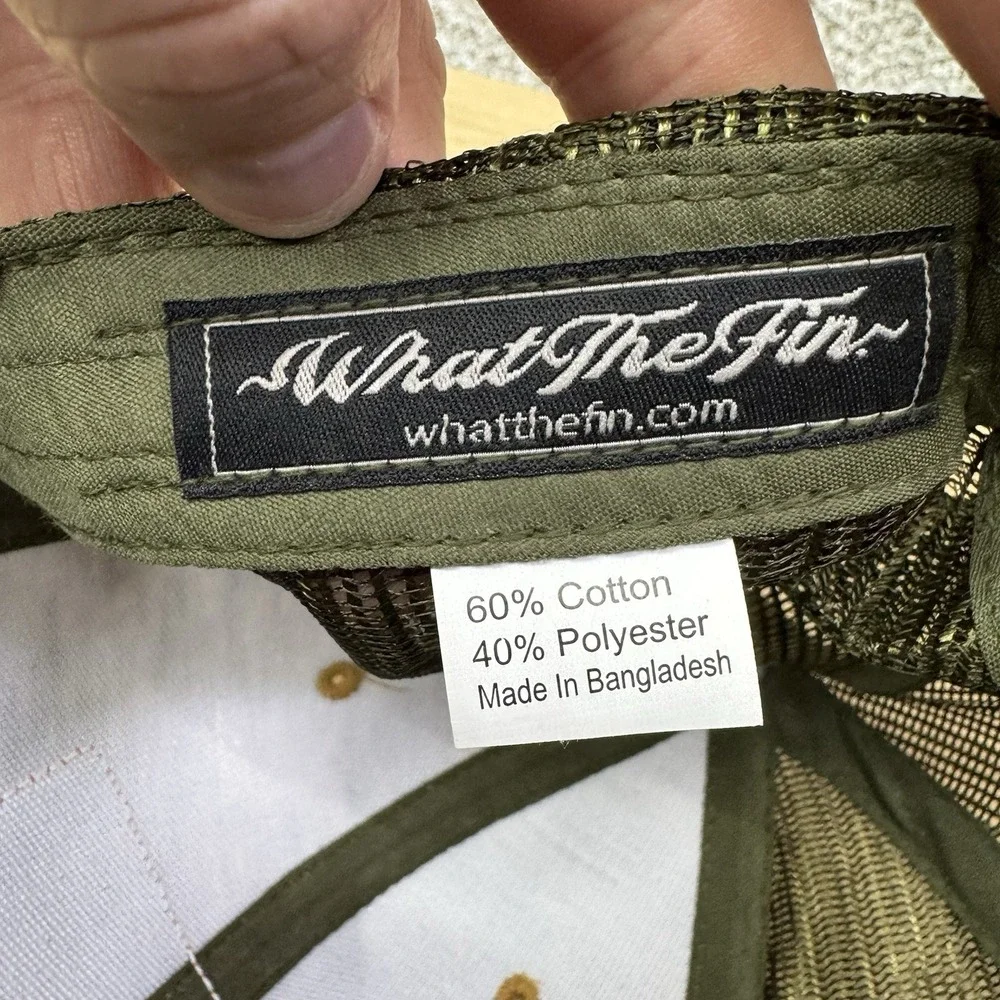 What The Fin Hats Lot Of 2 Snap Back Cap Camo Pattern Mesh Back Fishing Outdoors